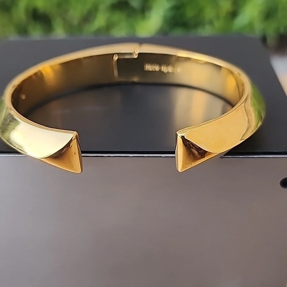 Kate Spade New York Raise The Bar Shiny Cuff Hinged Gold Tone Bracelet - Picture 3 of 5